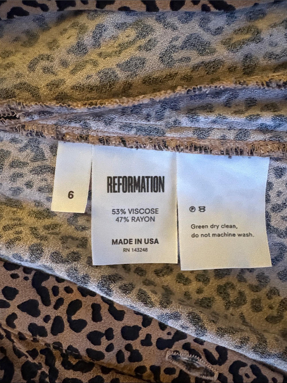 Reformation Women’s Tan and Black Leopard Print Mini Dress Size 6 - Picture 9 of 9